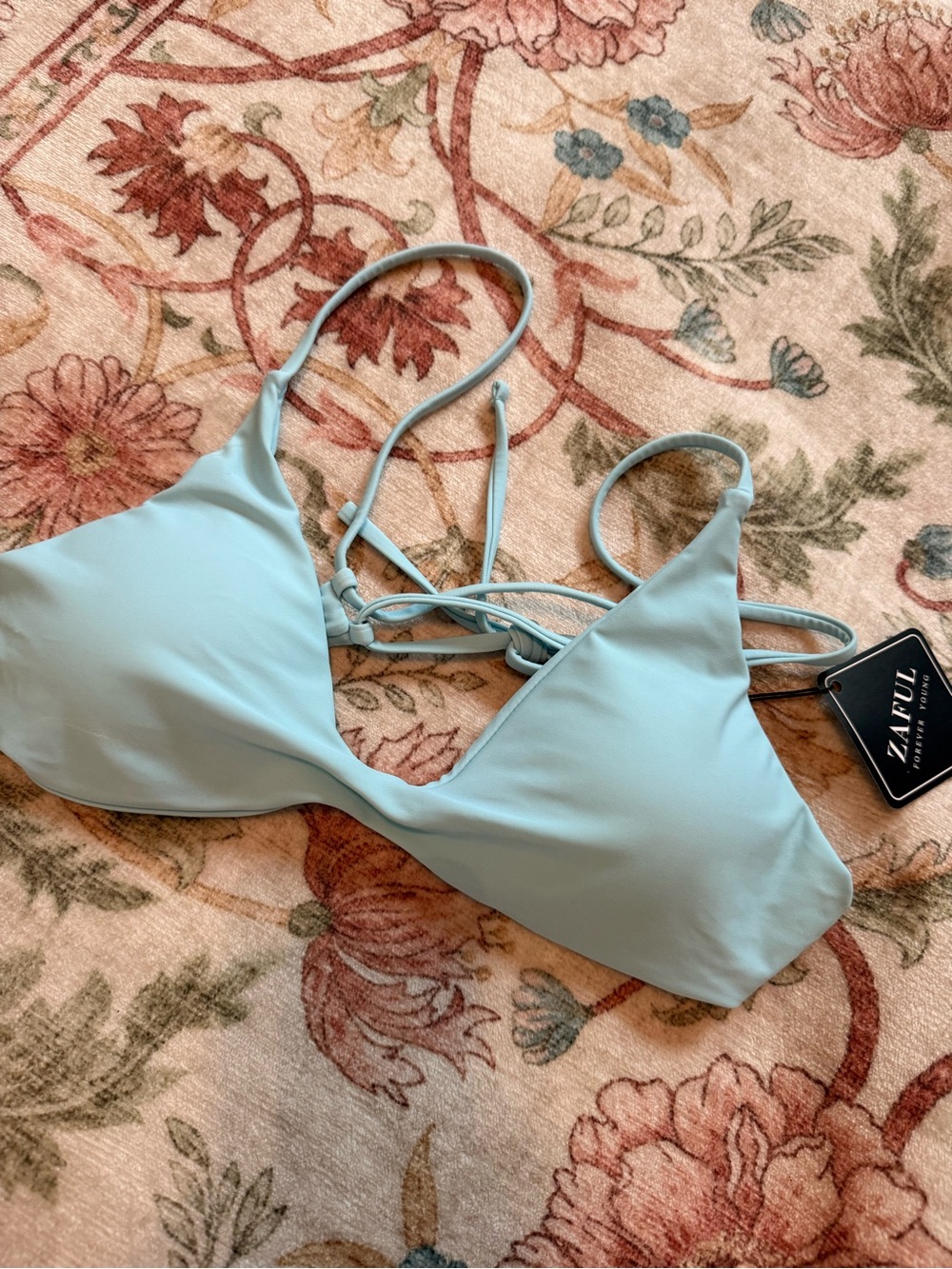 Zaful Pastel Blue Knot-Detail Triangle Bikini Top